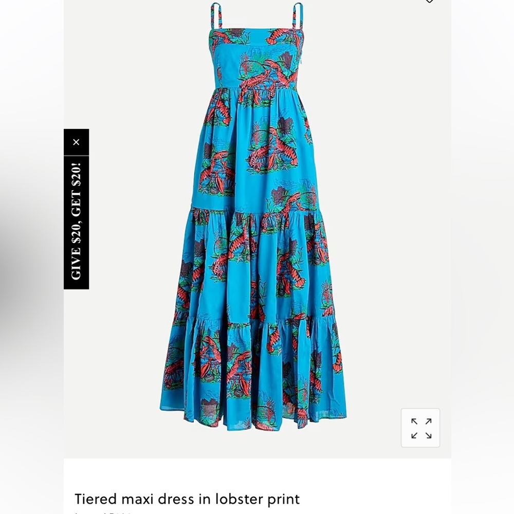 J. Crew Tiered maxi dress in lobster print Size 0